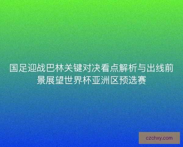 国足迎战巴林关键对决看点解析与出线前景展望世界杯亚洲区预选赛