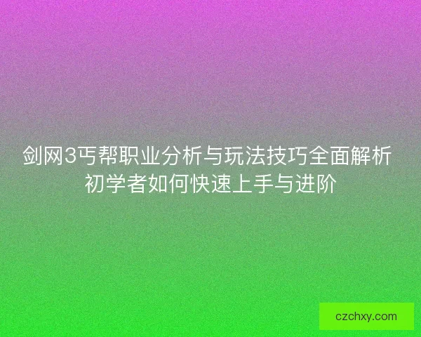 剑网3丐帮职业分析与玩法技巧全面解析 初学者如何快速上手与进阶