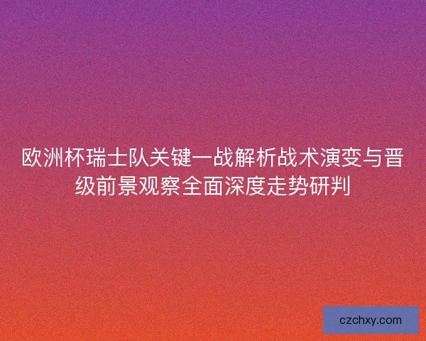 欧洲杯瑞士队关键一战解析战术演变与晋级前景观察全面深度走势研判